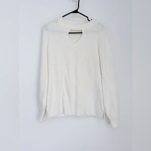 White sweater with cut out detail - S